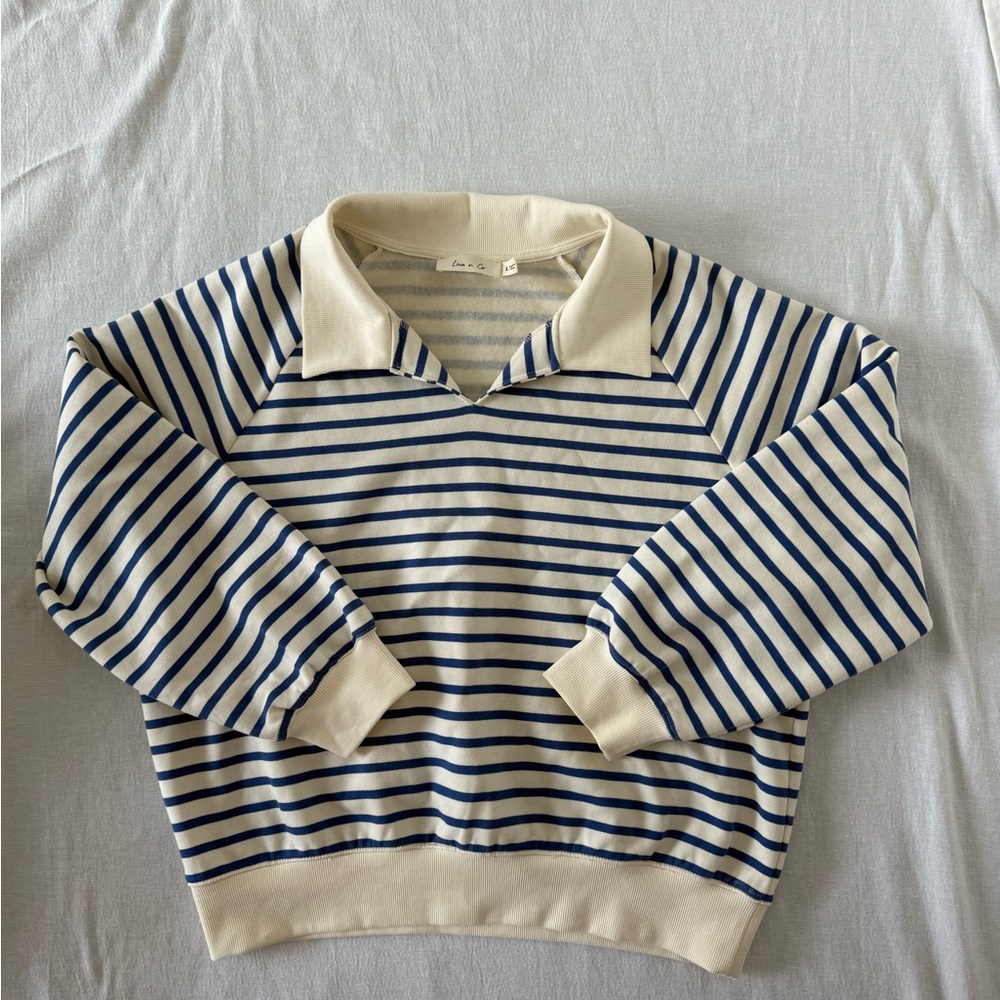 Striped Cream and Blue Women's Sweatshirt